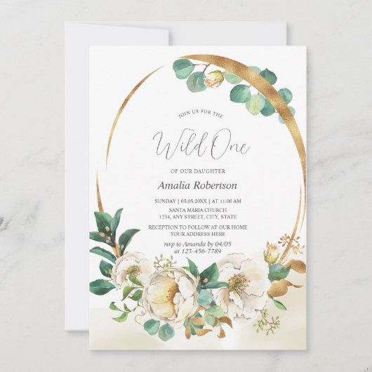 ワイルドワンフローラグリーンリーゴールデン招待状 招待状 (正面)