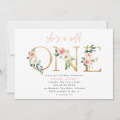 ワイルドワンフローラファースト誕生日招待状 招待状 (正面)
