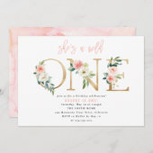 ワイルドワンフローラファースト誕生日招待状 招待状 (正面/裏面)