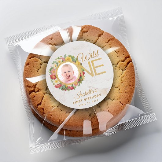 ワイルドワンフローラフォトバラリースファースト誕生日 ラウンドシール