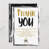 ワイルドワンブラック金ゴールド写真1 1歳の誕生日ありがとう 招待状 (正面/裏面)