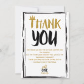 ワイルドワンブラック金ゴールド写真1 1歳の誕生日ありがとう 招待状 (正面)