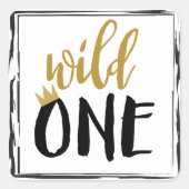 ワイルドワンブラック+金ゴールド写真1歳の誕生日 スクエアシール (正面)