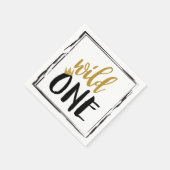 ワイルドワンブラック+金ゴールド写真1歳の誕生日 スタンダードカクテルナプキン (角)