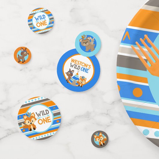 ワイルドワンブルーウッドランドファースト誕生日装飾 コンフェッティ