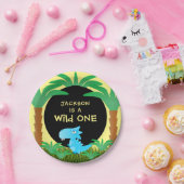 ワイルドワンブルー恐竜ボーイ1歳の誕生日 ペーパープレート (パーティー)