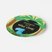 ワイルドワンブルー恐竜ボーイ1歳の誕生日 ペーパープレート (アングル)