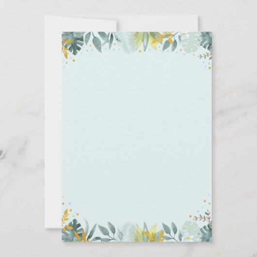 ワイルドワンブルー金ゴールドパーティー動物誕生日 招待状 (裏面)