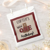 ワイルドワンプレイドベアーバースデーパーティー フェイバーバッグ (クリップ留めされた状態)