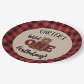 ワイルドワンプレイドベアーバースデーパーティー ペーパープレート (アングル)