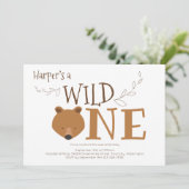 ワイルドワンベアアニマルファースト誕生日招待状 招待状 (スタンド正面)