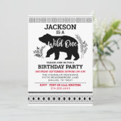 ワイルドワンベアファースト誕生日招待状 招待状 (スタンド正面)
