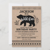 ワイルドワンベアファースト誕生日招待状 招待状 (正面)