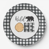 ワイルドワンベアーバッファロープレイドファースト誕生日 ペーパープレート (正面)