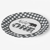 ワイルドワンベアーバッファロープレイドファースト誕生日 ペーパープレート (アングル)