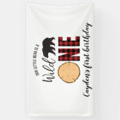 ワイルドワンベアーバッファロープレイドファースト誕生日 横断幕 (縦)