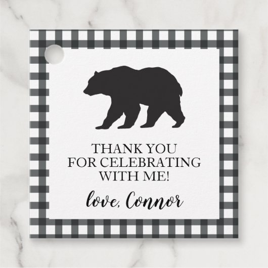 ワイルドワンベアーブラックバッファロープレイド誕生日 フェイバータグ (正面)