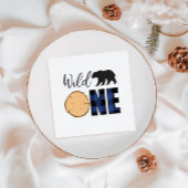 ワイルドワンベアーブルーバッファロープレイドファースト誕生日 スタンダードランチョンナプキン