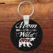 ワイルドワンベアーランバージャックの母さん1歳の誕生日 キーホルダー (正面)