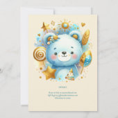 ワイルドワンベア1st誕生日（またはEDIT AGE）ティール（緑がかった色）金ゴールド 招待状 (裏面)