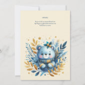 ワイルドワンベア1st誕生日(またはEDIT AGE)ティール(緑がかった色)金ゴールド 招待状 (裏面)