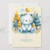 ワイルドワンベア1st誕生日（またはEDIT AGE）ティール（緑がかった色）金ゴールド 招待状 (裏面)