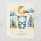 ワイルドワンベア1st誕生日（またはEDIT AGE）ティール（緑がかった色）金ゴールド 招待状 (裏面)