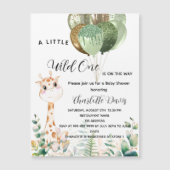 ワイルドワンベイビーシャワーキリンのジャングル贅沢 マグネット招待状 (正面)