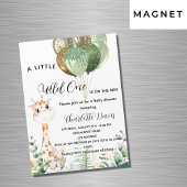 ワイルドワンベイビーシャワーキリンのジャングル贅沢 マグネット招待状