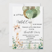 ワイルドワンベイビーシャワーキリンのジャングル贅沢 招待状 (正面)