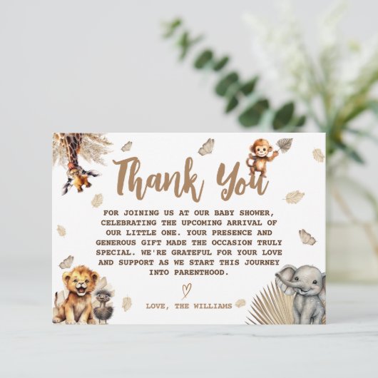 ワイルドワンベイビーシャワージャングルサファリ サンキューカード (スタンド正面)