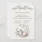 ワイルドワンベビーがワンフォックスウッドランドの誕生日を変えている 招待状 (正面)