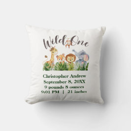 ワイルドワンベビーアニマルジャングルサファリ誕生統計 クッション