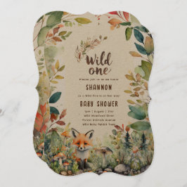 ワイルドワンベビーウッドランド素朴動物 招待状