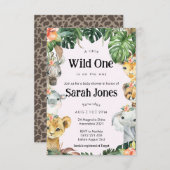 ワイルドワンベビーガール赤ちゃんシャワー 招待状 (正面/裏面)