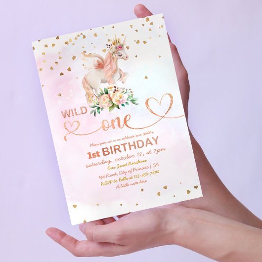 ワイルドワンベビーガール1st誕生日 招待状