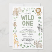 ワイルドワンベビーシャワーサファリアニマルジャングル 招待状 (正面)