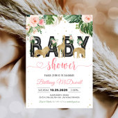 ワイルドワンベビーシャワーサファリガール 招待状