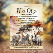 ワイルドワンベビーシャワーサファリ動物 招待状