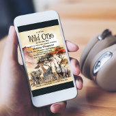 ワイルドワンベビーシャワーサファリ動物 招待状