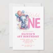 ワイルドワンベビーゾウ1歳の誕生日 招待状 (正面)