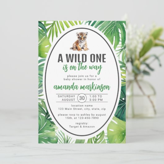 ワイルドワンベビータイガーサファリベイビーシャワー 招待状 (スタンド正面)