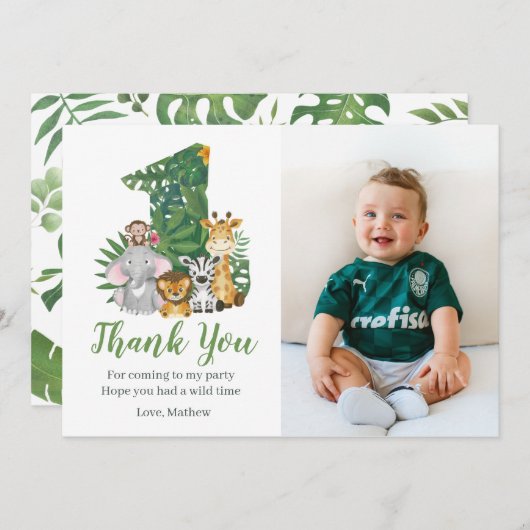 ワイルドワンベビー1stバースデージャングルサファリ サンキューカード (正面/裏面)