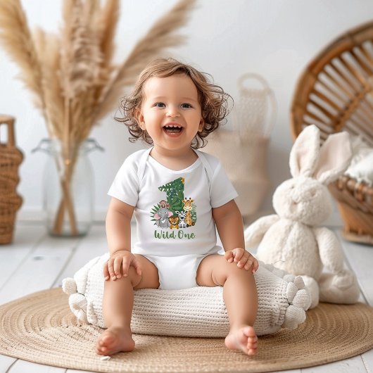 ワイルドワンベビー1stバースデージャングルサファリTシャツ ベビーボディスーツ