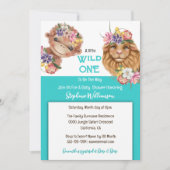 ワイルドワンベビー1stライオンモンサファリブルー 招待状 (正面)