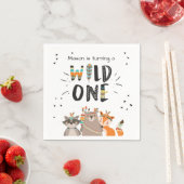 ワイルドワンペーパーナプキントライバルウッドランドアニマルズボーイ スタンダードカクテルナプキン (インサイチュ)