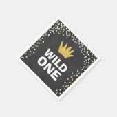 ワイルドワンペーパーナプキン金ゴールドクラウン最初の誕生日 スタンダードカクテルナプキン (角)