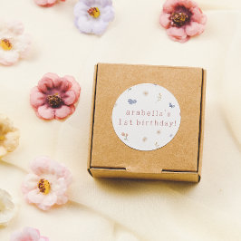 ワイルドワンボホウォーター色ワイルドフラワー1st誕生日 ラウンドシール