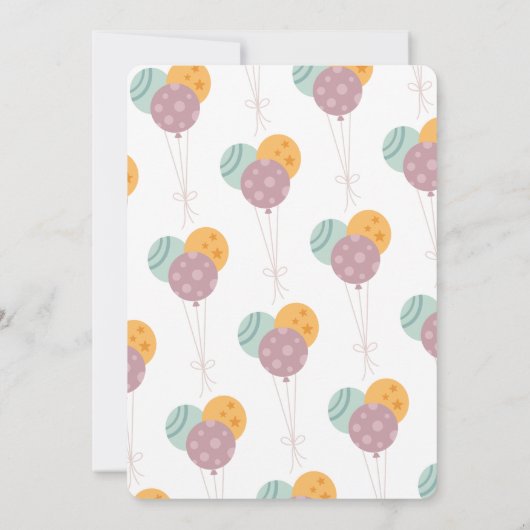 ワイルドワンボホキリン女の子1歳の誕生日 招待状 (裏面)