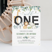 ワイルドワンボーイサファリ誕生日ジャングル動物 招待状